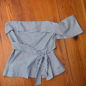 J.O.A. Navy and White Strapless Top